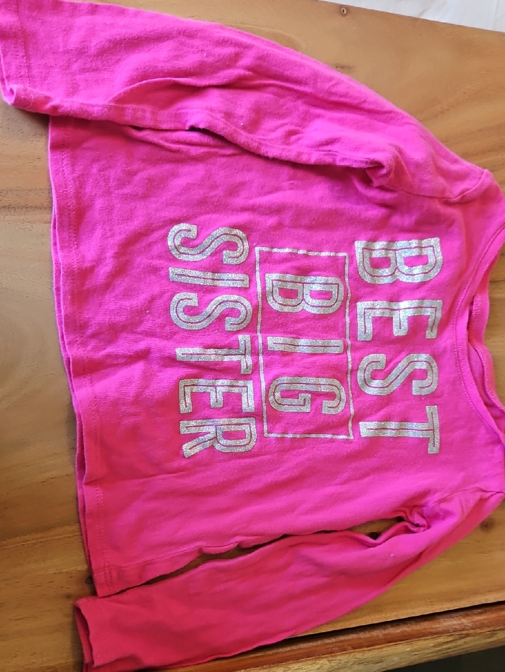 Bright Pink Long-Sleeve "Best Big Sister" Tee Top 3T
